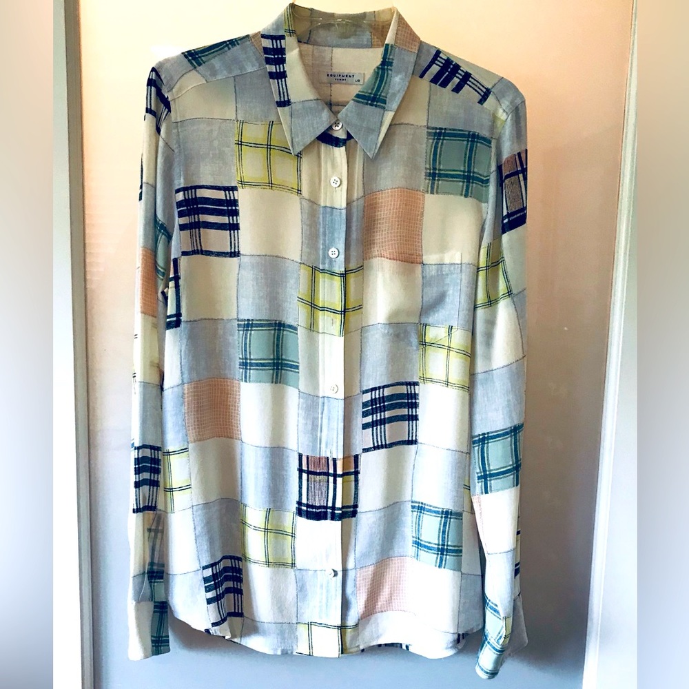 Equipment Multi Colored Long Sleeve Button Down, With a Pocket